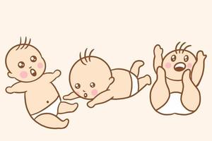 conjunto lindo bebé bebés niño dibujos animados colección plana ilustración vector