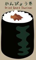 Dried Gourd Shavings Sushi Roll vector