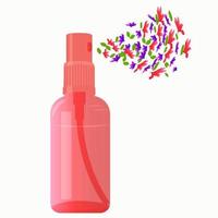 Pink spray bottle with floral scent. vector