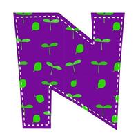 Illustration of a capital letter n in the patchwork style. vector