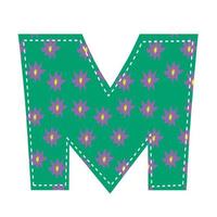 Illustration of a capital letter m in the patchwork style. vector