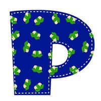 Illustration of a capital letter p in the patchwork style. vector