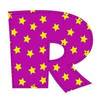 Illustration of a capital letter r in the patchwork style. vector