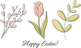 Cute easter flowers illustration vector