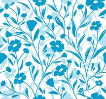 Flax flower with leaves seamless pattern vector