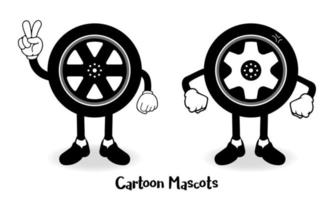 collection of tire cartoon icon illustration. Tire cartoon vector illustration. Tire mascot icon.