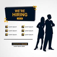 We are hiring job vacancy vector illustration. Job vacancy background in flat style