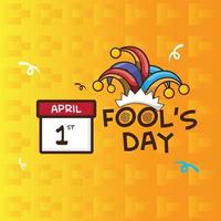 Celebration april fools day with doodle style. april fools day background with calender and hat vector illustration