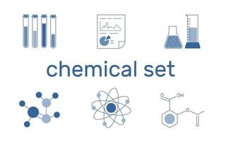 un conjunto de iconos vectoriales simples sobre el tema de la química, la ciencia, la investigación, la medicina