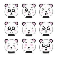 lindos pandas con varias emociones. ilustración vectorial vector