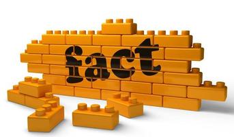 fact word on yellow brick wall photo