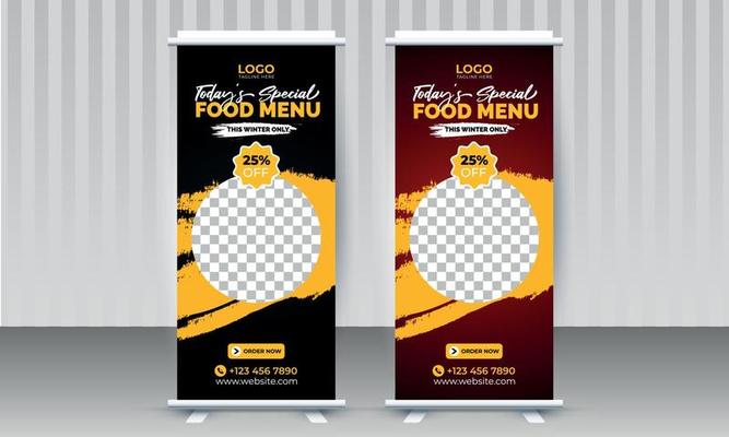Attractive Food Offer X Rollup Banner Design Template for Restaurant and Cafe Business with two different beautiful Color Black and Red