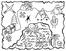 Adventure Treasure Map Coloring Page Project vector