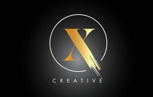 Golden X Brush Stroke Letter Logo Design. Black Paint Logo Leters Icon. vector