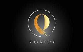 Golden O Brush Stroke Letter Logo Design. Black Paint Logo Leters Icon. vector