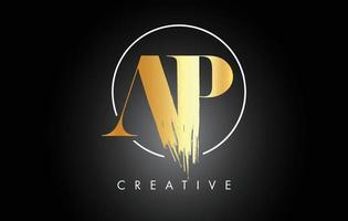Golden AP Brush Stroke Letter Logo Design. Black Paint Logo Leters Icon. vector