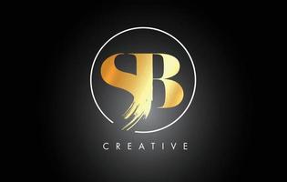 Golden SB Brush Stroke Letter Logo Design. Black Paint Logo Leters Icon. vector