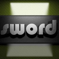 sword word of iron on carbon photo