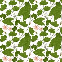 Seamless pattern with delicate lotus flowers and green leaves. For decoration of textiles, packaging and web design. Hand drawn flat vector illustration.