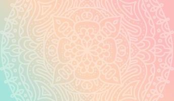 Dreamy tender gradient wallpaper with mandala pattern. Vector horizontal background for meditation poster, banner for yoga school