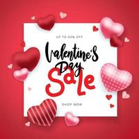 Valentines day sale background with balloons heart. Vector illustration. Design for flyers, invitation, posters, brochure, banners.