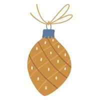 adorno navideño en estilo garabato dibujado a mano. bola de navidad decoración para el árbol de año nuevo. elemento de imágenes prediseñadas aislado. ilustración plana vectorial. solo 5 colores - fácil de volver a colorear. vector