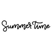 Summer time - hand drawn linear inspirational lettering quote postcard, T-shirt design print, logo, template, banner, sticker. Vector drawn line illustration