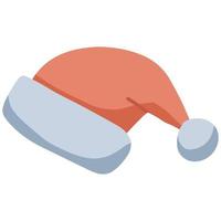 Hand drawn Christmas Santa Claus hat. Freehand isolated element. Vector flat Illustration. Only 5 colors - Easy to recolor.
