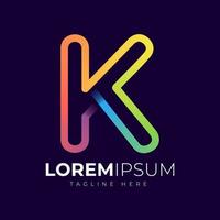 plantilla de diseño de logotipo de letra k. tipografía creativa moderna de moda k y degradado colorido vector