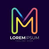 plantilla de diseño de logotipo de letra m. tipografía creativa moderna de moda m y degradado colorido vector