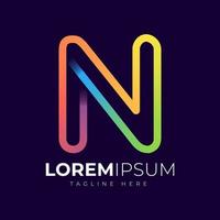 plantilla de diseño de logotipo de letra n. tipografía creativa moderna de moda n y degradado colorido vector