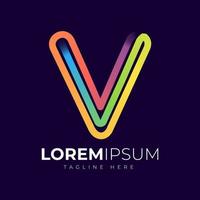 plantilla de diseño de logotipo de letra v. tipografía creativa moderna de moda v y degradado colorido vector