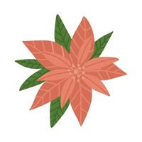 Christmas star, poinsettia flower. Icon for greeting card. Freehand isolated element. Vector flat Illustration. Only 5 colors - Easy to recolor.