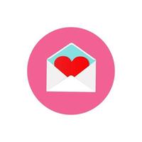 Valentine Day Love Postcard with Envelope Circle Icon. Flat Design Vector Illustration . Happy Valentine Day and Love Symbol.