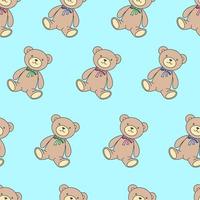 Seamless pattern with a teddy bear on a blue background vector