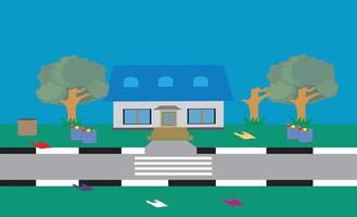 illustration of a house with scattered garbage vector