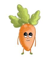 icono de zanahoria aislado sobre fondo blanco. personaje de zanahoria en estilo de dibujos animados. vector