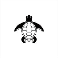 logotipo de tortuga marina diversión ilustración de vector animal de vida marina en diseño de icono de color negro