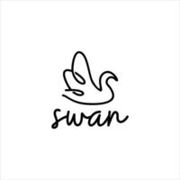 simple abstract black line swan shape beauty logo design vector