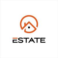 simple orange modern line art real estate logo design vector