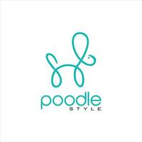 simple modern blue line poodle dog pet care logo design vector