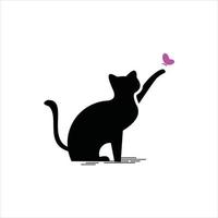 diseño de logotipo de ilustración de icono de gato negro audaz moderno simple vector