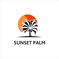 palm tree logo simple sunset vector illustration nature design idea