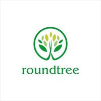 tree logo simple green leaf vector modern round icon design idea