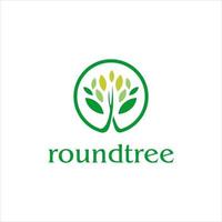 tree logo simple green leaf vector modern round icon design idea