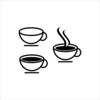 beverage logo cup of coffee vector set simple modern black icon