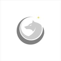 simple modern circle wolf head moon logo design idea vector