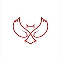 simple line red art owl logo design idea vector