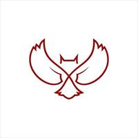 simple line red art owl logo design idea vector