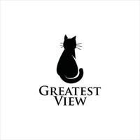 logotipo de gato sentado diseño de icono de silueta moderna negra simple vector